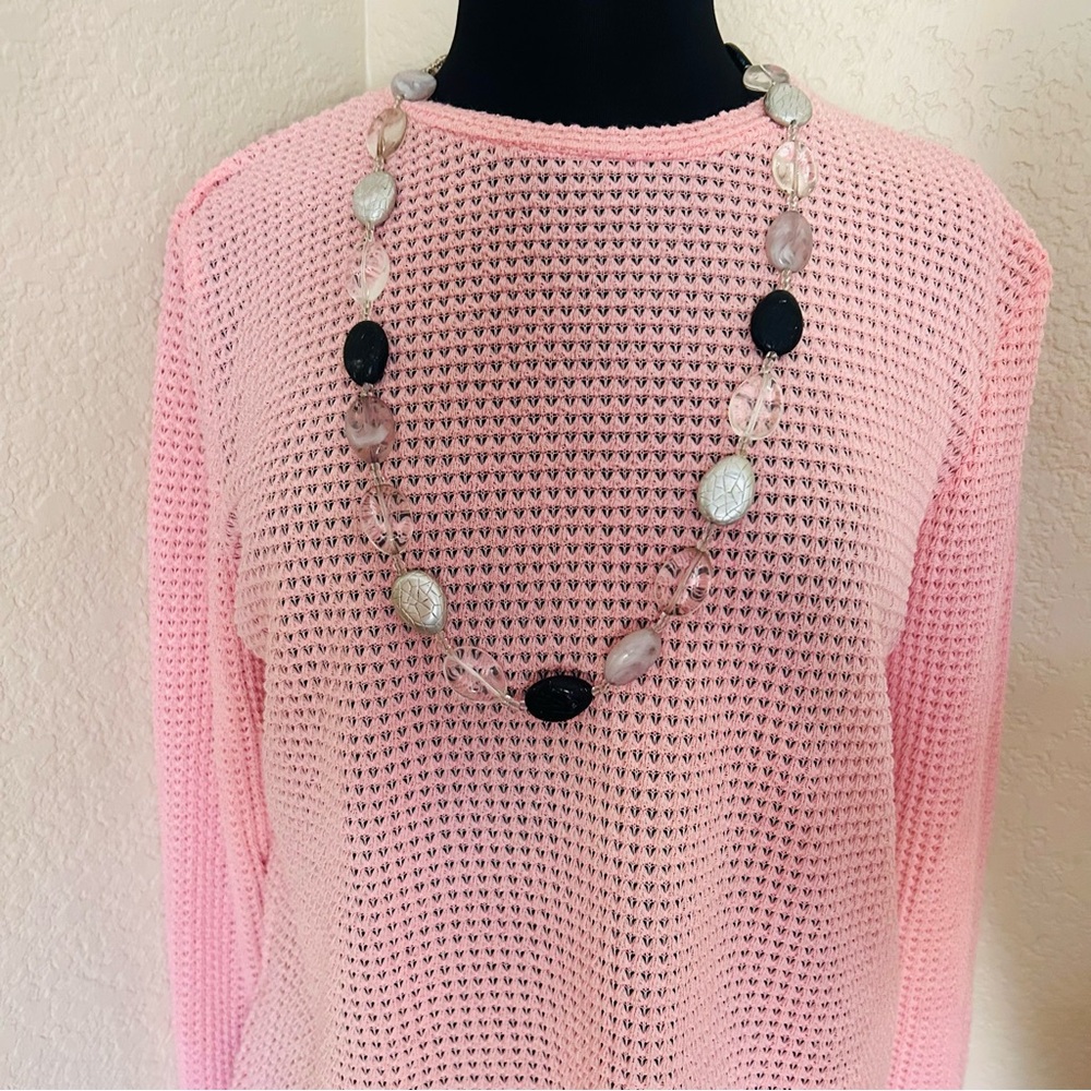 WOMENS PINK CASUAL LONG SLEEVE CREW NECK SHIR